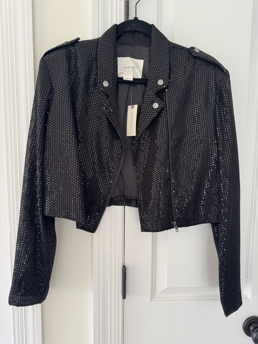 Anthropology Black Sequin Jacket - New size medium